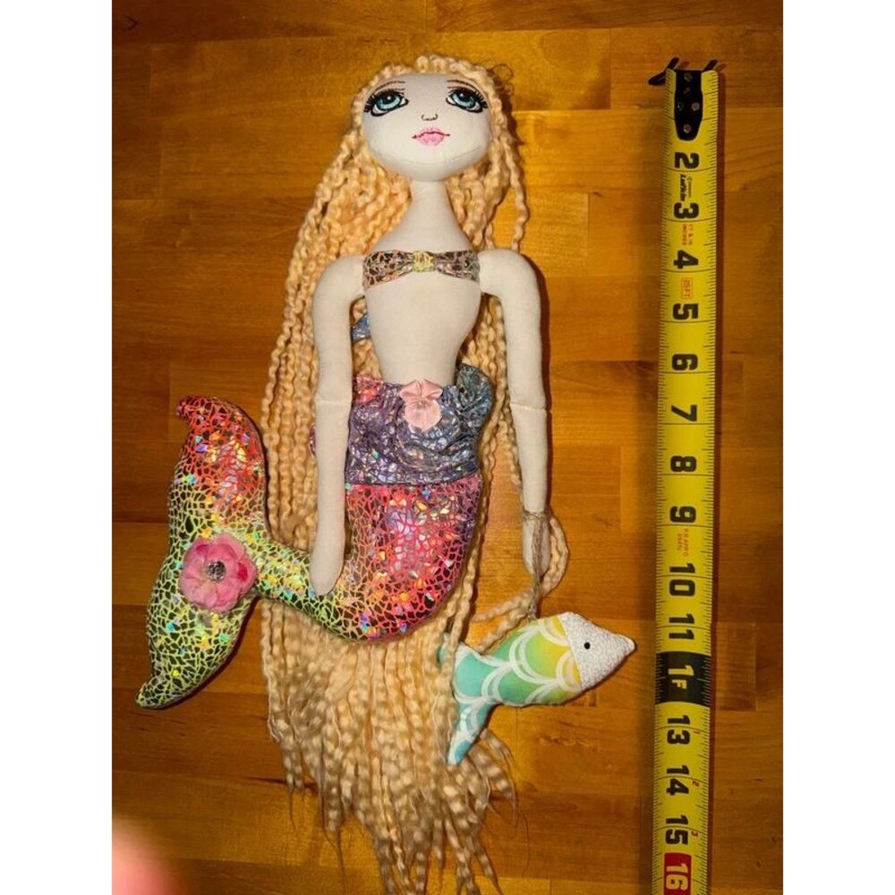 Plush Mermaid with Fish Handmade